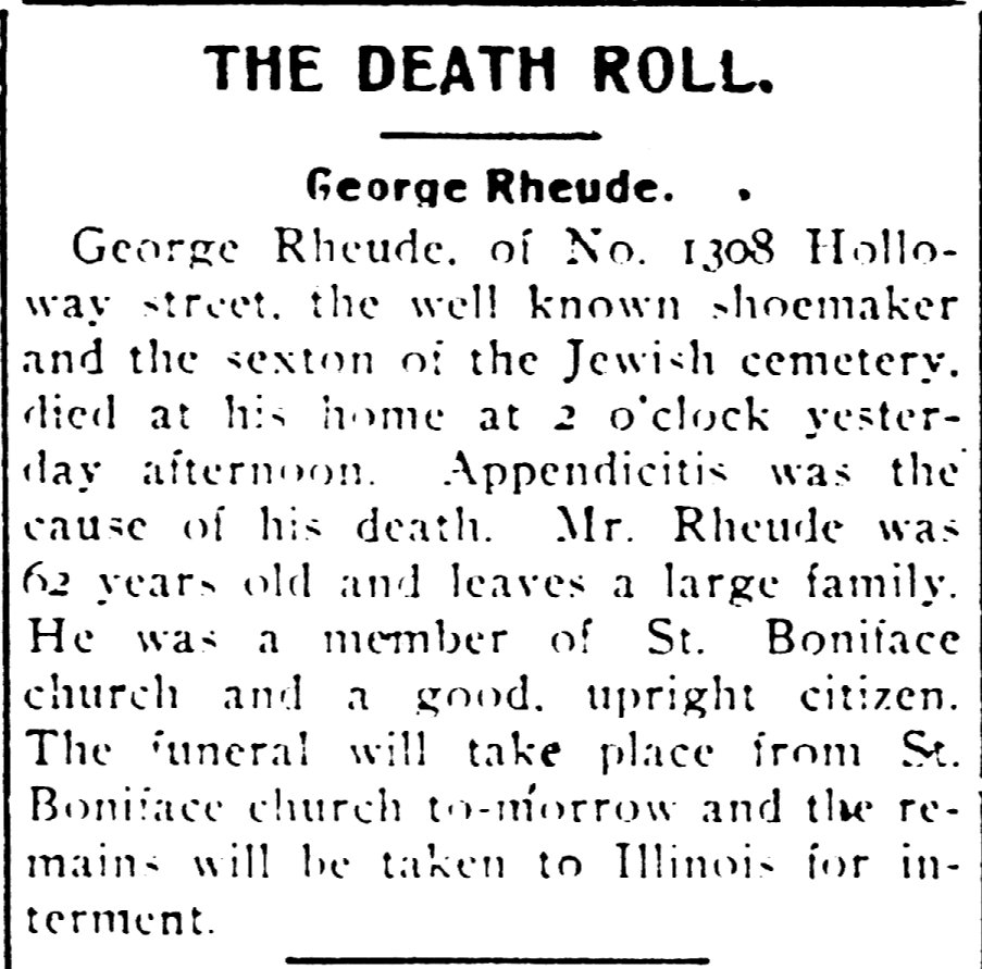 George Rheude's Obituaries